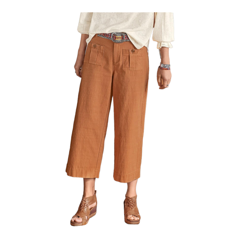 Sundance Voyager Trouser Pant Sailor Pockets Size 10 Wide Leg High Rise Dark Tan - Picture 2 of 11